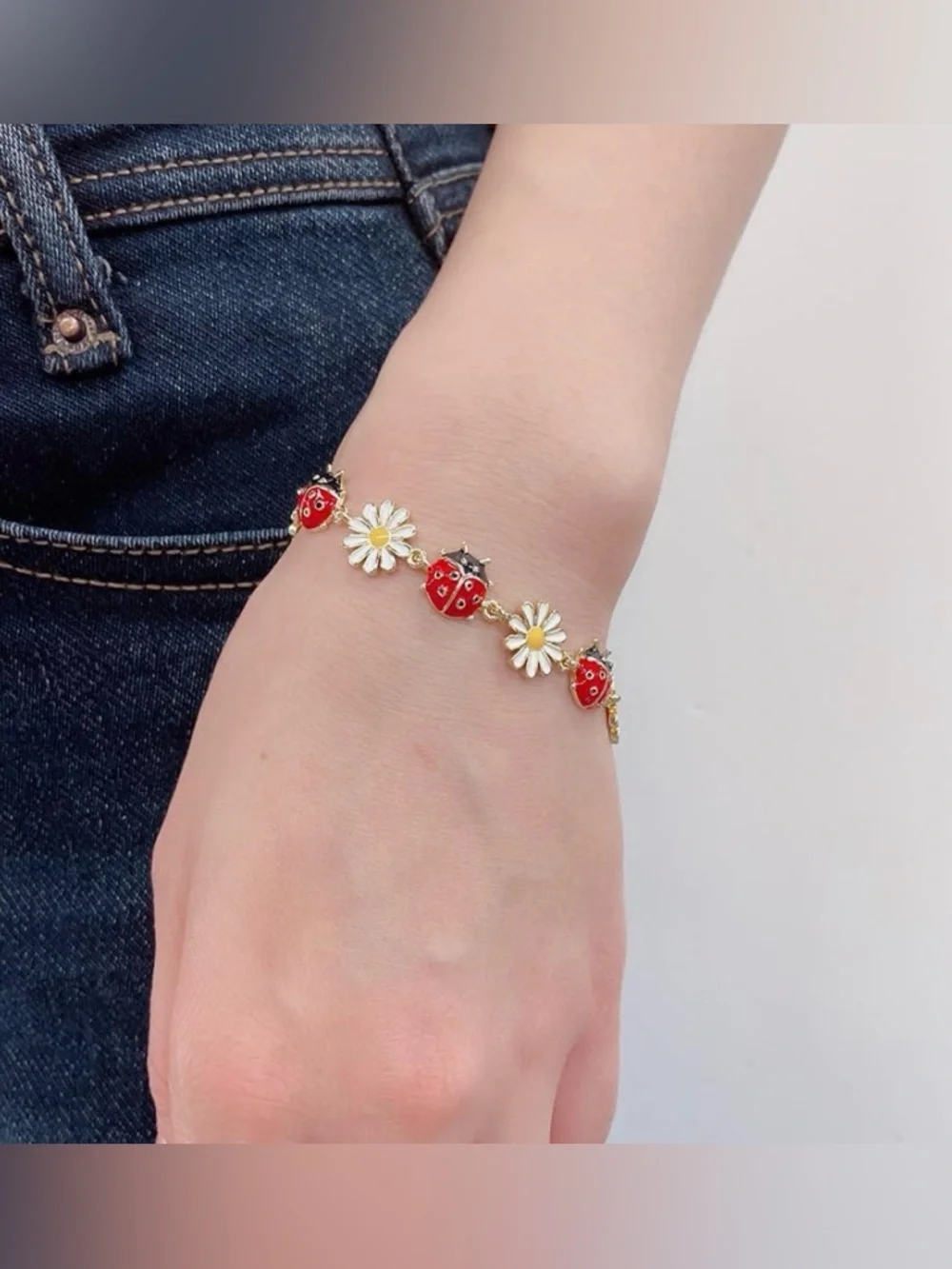 Daisy & Ladybug Gold-Tone Charm Bracelet - Picture 5 of 5